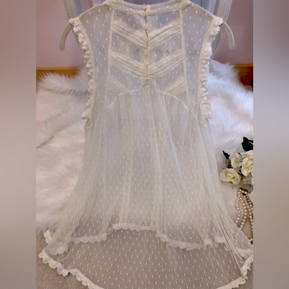 Free People Ivory Lace Romantic Sleeveless Tank - Picture 5 of 11